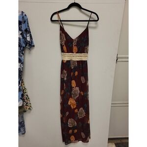 I JOAH Dress Womens Small Floral Print Spaghetti Strap Midi‎ Multi Color Summer